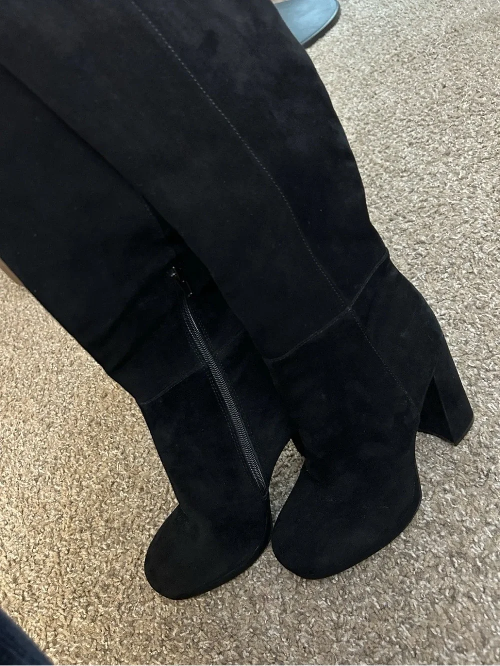 Steve Madden Black Suede Over-the-Knee Block Heel Boots